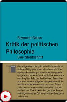 E-Book (epub) Kritik der politischen Philosophie von Raymond Geuss