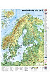 Carte (de géographie) Skandinavien und Baltikum physisch 1 : 30.000 000. Wandkarte mit Metallbeleistung de Heinrich Stiefel