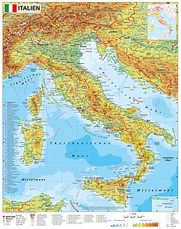 (Land)Karte Italien physisch, Wandkarte / Poster von Heinrich Stiefel