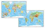 Kartonierter Einband Weltkarte mit Ausschnitt Zentraleuropa / Weltkarte physisch von Heinrich Stiefel