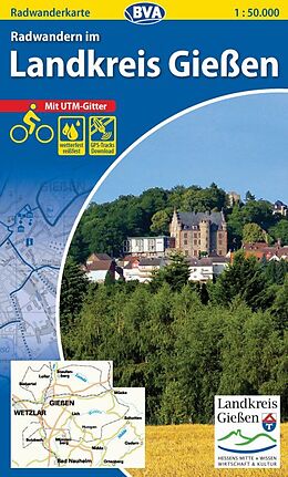 (Land)Karte Radwanderkarte BVA Radwandern im Landkreis Gießen 1:50.000, reiß- und wetterfest, GPS-Tracks Download von 