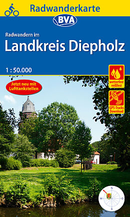 gefaltete (Land)Karte Radwanderkarte BVA Radwandern im Landkreis Diepholz 1:50.000, reiß- und wetterfest, GPS-Tracks Download von 