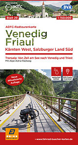 (Land)Karte ADFC-Radtourenkarte 29 Venedig, Friaul - Kärnten West, Salzburger Land Süd, 150.000, reiß- und wetterfest, GPS-Tracks Download von 