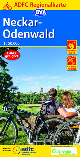 (Land)Karte ADFC-Regionalkarte Neckar-Odenwald, 1:50.000, mit Tagestourenvorschlägen, reiß- und wetterfest, E-Bike-geeignet, GPS-Tracks Download von 