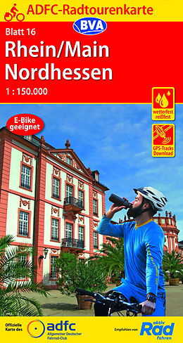 (Land)Karte ADFC-Radtourenkarte 16 Rhein/Main Nordhessen 1:150.000, reiß- und wetterfest, E-Bike geeignet, GPS-Tracks Download von 