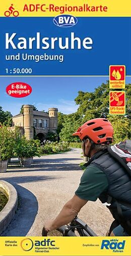 (Land)Karte ADFC-Regionalkarte Karlsruhe und Umgebung, 1:50.000, mit Tagestourenvorschlägen, reiß- und wetterfest, E-Bike-geeignet, GPS-Tracks Download von BVA BikeMedia GmbH