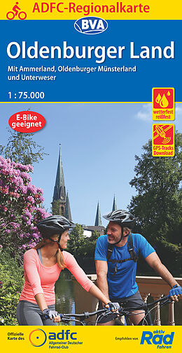 (Land)Karte ADFC-Regionalkarte Oldenburger Land mit Tagestouren-Vorschlägen, 1:75.000, reiß- und wetterfest, GPS-Tracks Download von 