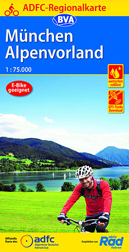 (Land)Karte ADFC-Regionalkarte München Alpenvorland, 1:75.000, mit Tagestourenvorschlägen, reiß- und wetterfest, E-Bike-geeignet, GPS-Tracks Download von 