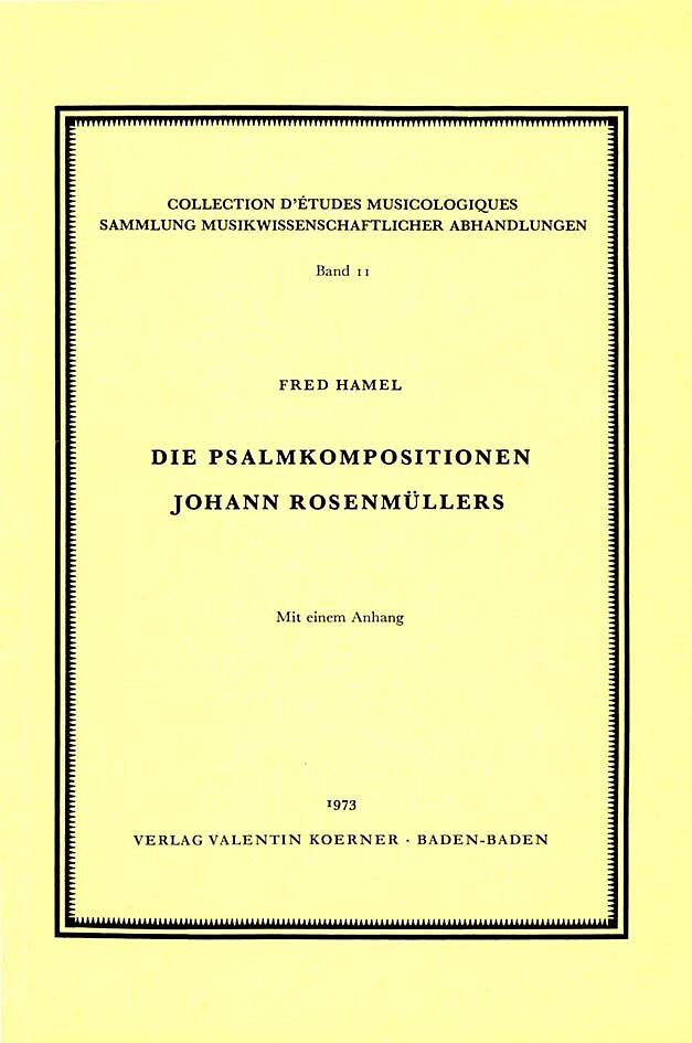 Die Psalmkompositionen Johann Rosenmüllers