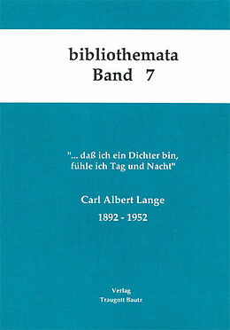 Kartonierter Einband Carl Albert Lange 1892-1952 von 