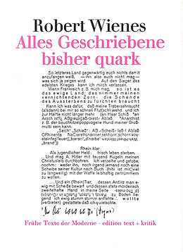 Paperback Alles Geschriebene bisher quark von Robert Wienes