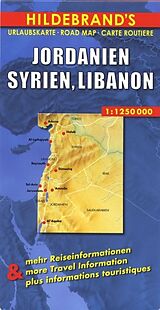 gefaltete (Land)Karte Jordanien, Syrien, Libanon 1250000 von 