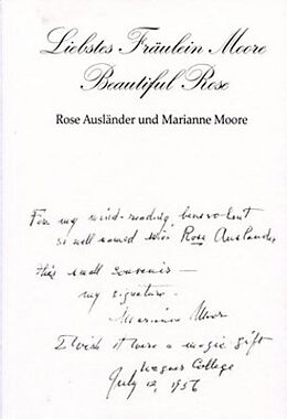 Kartonierter Einband Liebstes Fräulein Moore  Beautiful Rose von Marianne Moore, Rose Ausländer