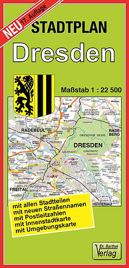 (Land)Karte Stadtplan Dresden von 