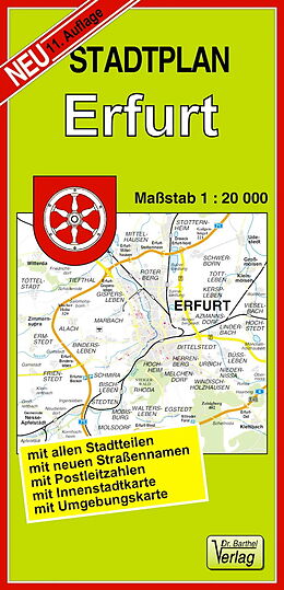 (Land)Karte Stadtplan Erfurt von 