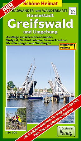(Land)Karte Radwander- und Wanderkarte Hansestadt Greifswald und Umgebung von 