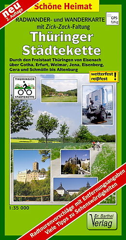 (Land)Karte Radwander- und Wanderkarte Thüringer Städtekette von 