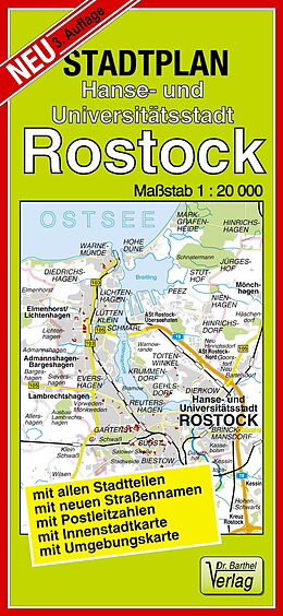 (Land)Karte Stadtplan Hanse- und Universitätsstadt Rostock von 