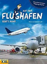 Fester Einband Auf dem Flughafen geht's rund - mit großem, farbigem Flugzeug-Poster von