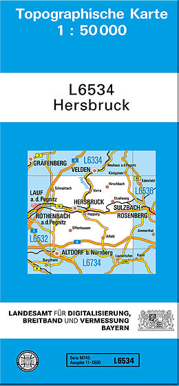 (Land)Karte TK50 L6534 Hersbruck von Landesamt für Digitalisierung Breitband und Vermessung Bayern