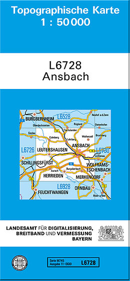 (Land)Karte TK50 L6728 Ansbach von 