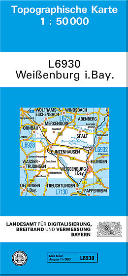 (Land)Karte TK50 L6930 Weißenburg i.Bay. von Bayern Landesamt für Digitalisierung Breitband und Vermessung Ba