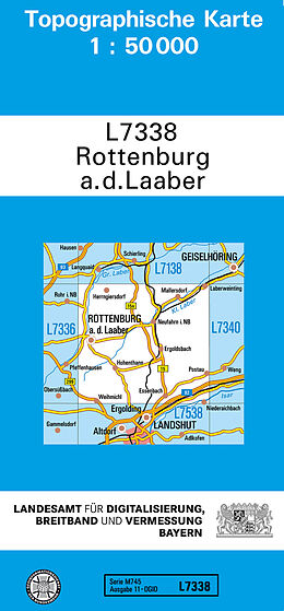 (Land)Karte TK50 L7338 Rottenburg a.d.Laaber von 
