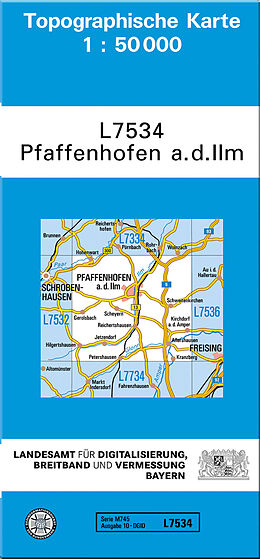 (Land)Karte TK50 L7534 Pfaffenhofen a.d.Ilm von 