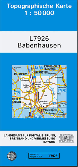 (Land)Karte TK50 L7926 Babenhausen von Bayern Landesamt für Digitalisierung Breitband und Vermessung Ba