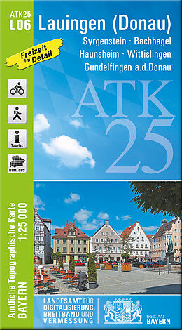 (Land)Karte ATK25-L06 Lauingen (Donau) (Amtliche Topographische Karte 1:25000) von 
