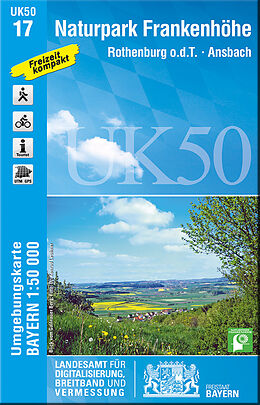 gefaltete (Land)Karte UK50-17 Naturpark Frankenhöhe, Rothenburg o.d.T., Ansbach von Landesamt für Digitalisierung, Breitband und Vermessung, Bayern