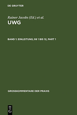Fester Einband UWG / Einleitung; §§ 1 bis 12 von 