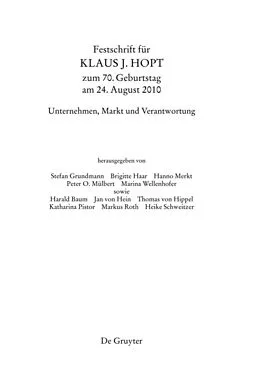 E-Book (pdf) Festschrift für Klaus J. Hopt zum 70. Geburtstag am 24. August 2010 von 