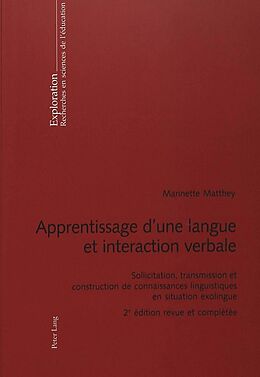 Couverture cartonnée Apprentissage d'une langue et interaction verbale de Marinette Matthey, Marinette Matthey