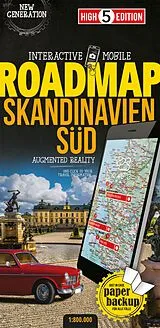 gefaltete (Land)Karte High 5 Edition Interactive Mobile ROADMAP Skandinavien Süd. Scandinavia South von 