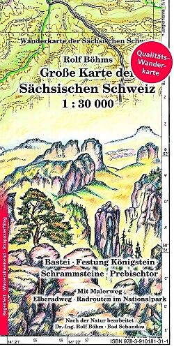 (Land)Karte Große Karte der Sächsischen Schweiz 1:30000 von Rolf Böhm