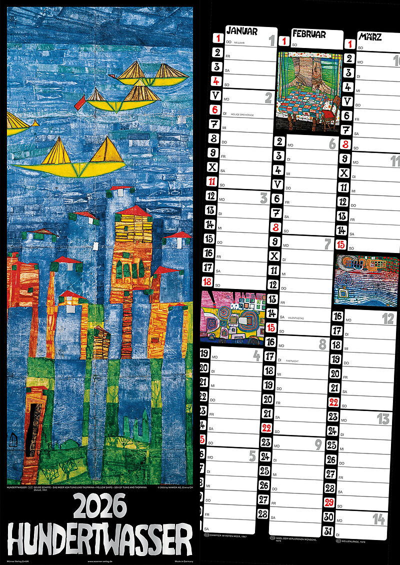 Hundertwasser Streifenkalender Art 2026