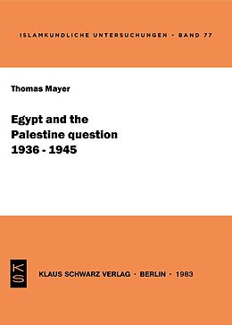 Couverture cartonnée Egypt and the Palestine question (1936-1945) de Thomas Mayer