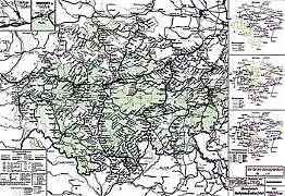 Übersichtskarte des Reichsbahnstreckennetzes in Thüringen 1939 [gerollt] 350000