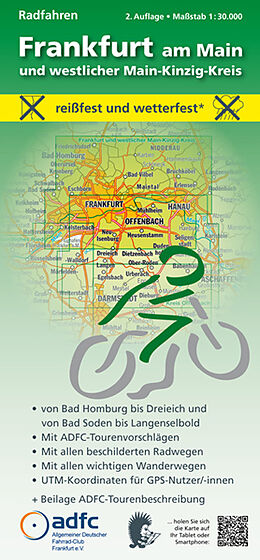 (Land)Karte Radfahren - Frankfurt am Main und westlicher Main-Kinzig-Kreis von Michael Messer