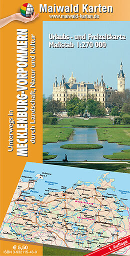 (Land)Karte Mecklenburg-Vorpommern = Länderkarte MV - Unterwegs in Mecklenburg-Vorpommern - durch Landschaft, Natur und Kultur von Detlef sen. Maiwald