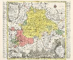 Historische Karte der Fürstentumer Altenburg und Ronneburg 1757 (Plano)