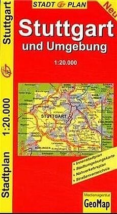 (Land)Karte Stuttgart und Umgebung - Stadtplan von 