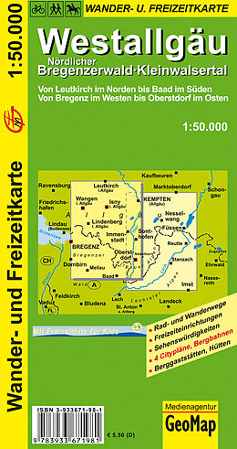 (Land)Karte Westallgäu, Nördl. Bregenzerwald, Kleinwalsertal Wander- und Freizeitkarte von GeoMap