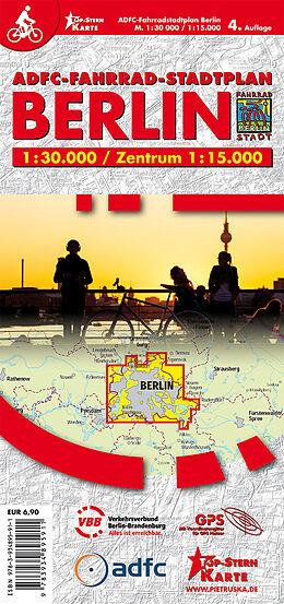 (Land)Karte ADFC Fahrrad-Stadtplan Berlin von 