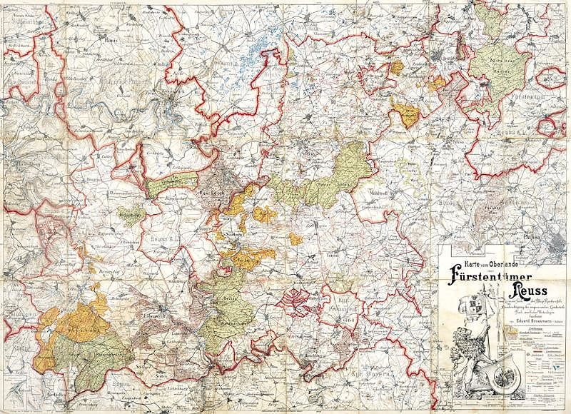 Historische Karte: Vogtland: Oberland der Fürstentumer Reuss 1901 (Plano)