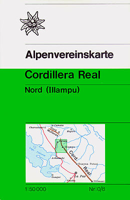 gefaltete (Land)Karte Cordillera Real, Nord (Illampu) von 
