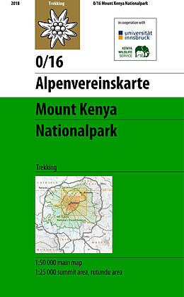 gefaltete (Land)Karte Mount Kenya Nationalpark von 