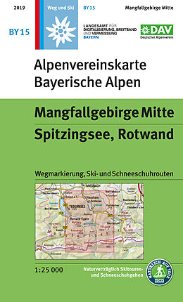 gefaltete (Land)Karte Mangfallgebirge Mitte, Spitzingsee, Rotwand von 