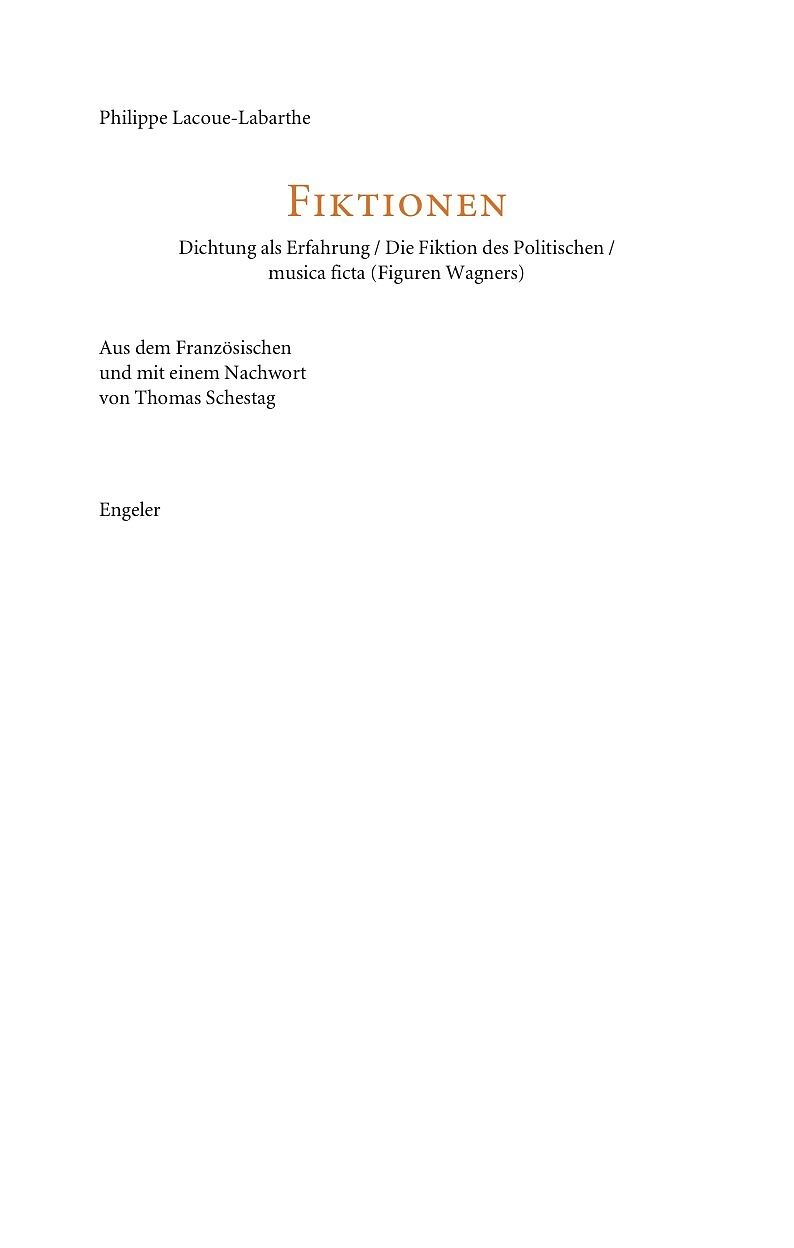 Dichtung als Erfahrung / Die Fiktion des Politischen / musica ficta (Figuren Wagners)